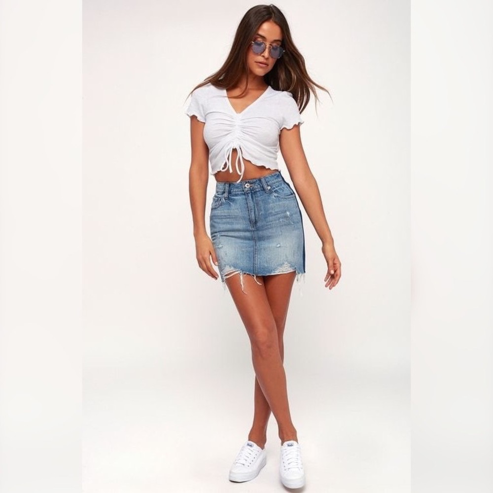 *PISTOLA* Distressed Denim Skirt
